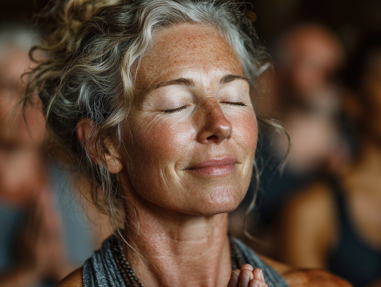 Група старших людей практикує йогу в спокійній атмосфері